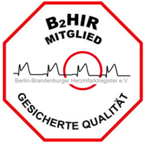 Hier ist das Logo, dass die Kardiologische Abteilung des Alexianer Krankenhauses Hedwigshöhe im Jahr 2024 aktiv am Berlin-Brandenburger Herzinfarktregister teilgenommen hat