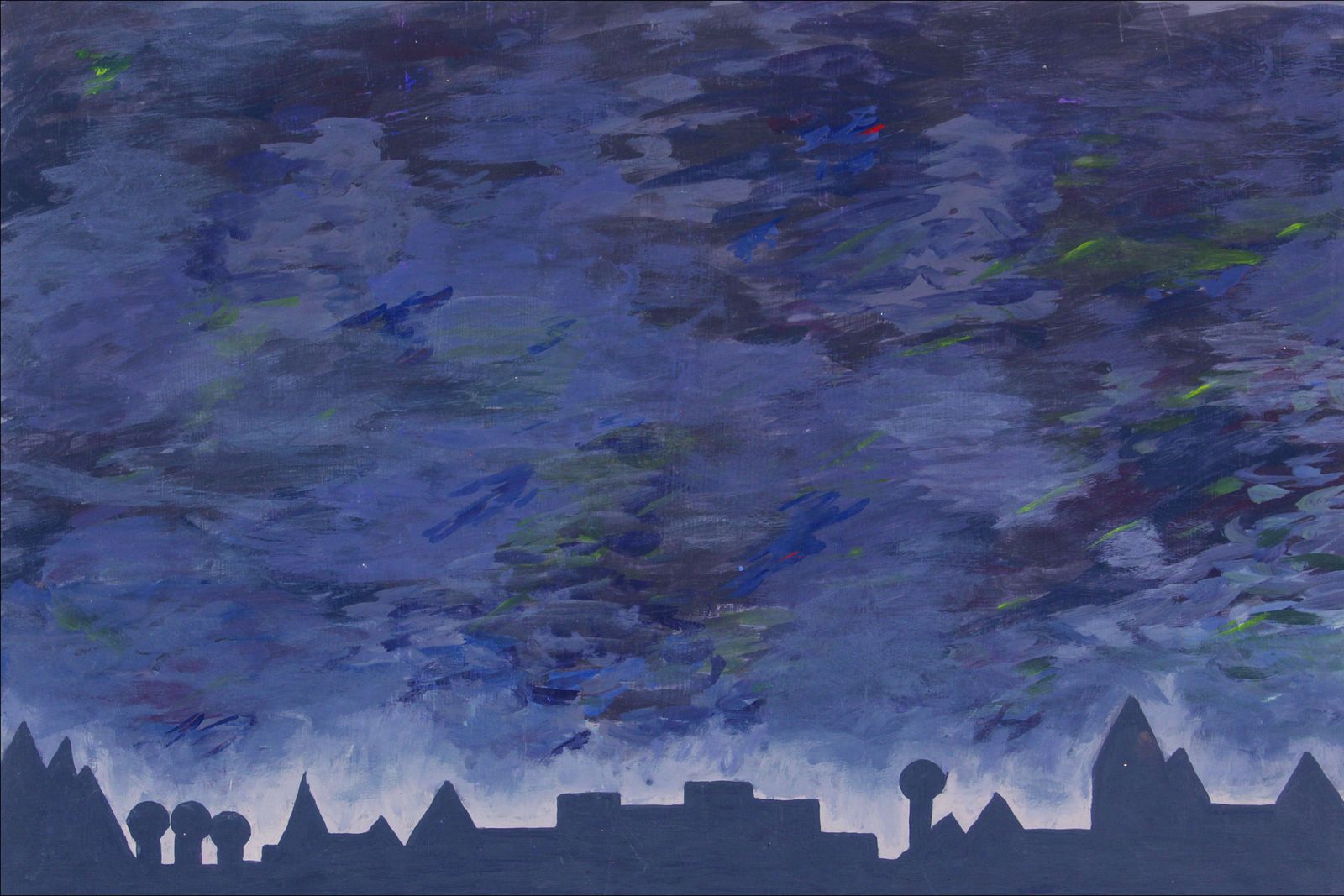 Caris B., Stadtsilhouette, 2012, 60 X41 cm, Acryl auf Papier