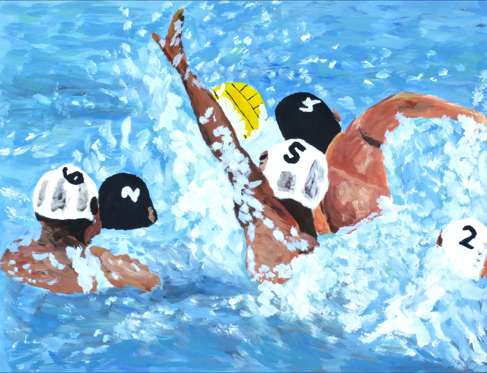 N. Dichantz, Wasserball, 2017, 64 X 50 cm, Acryl auf Papier