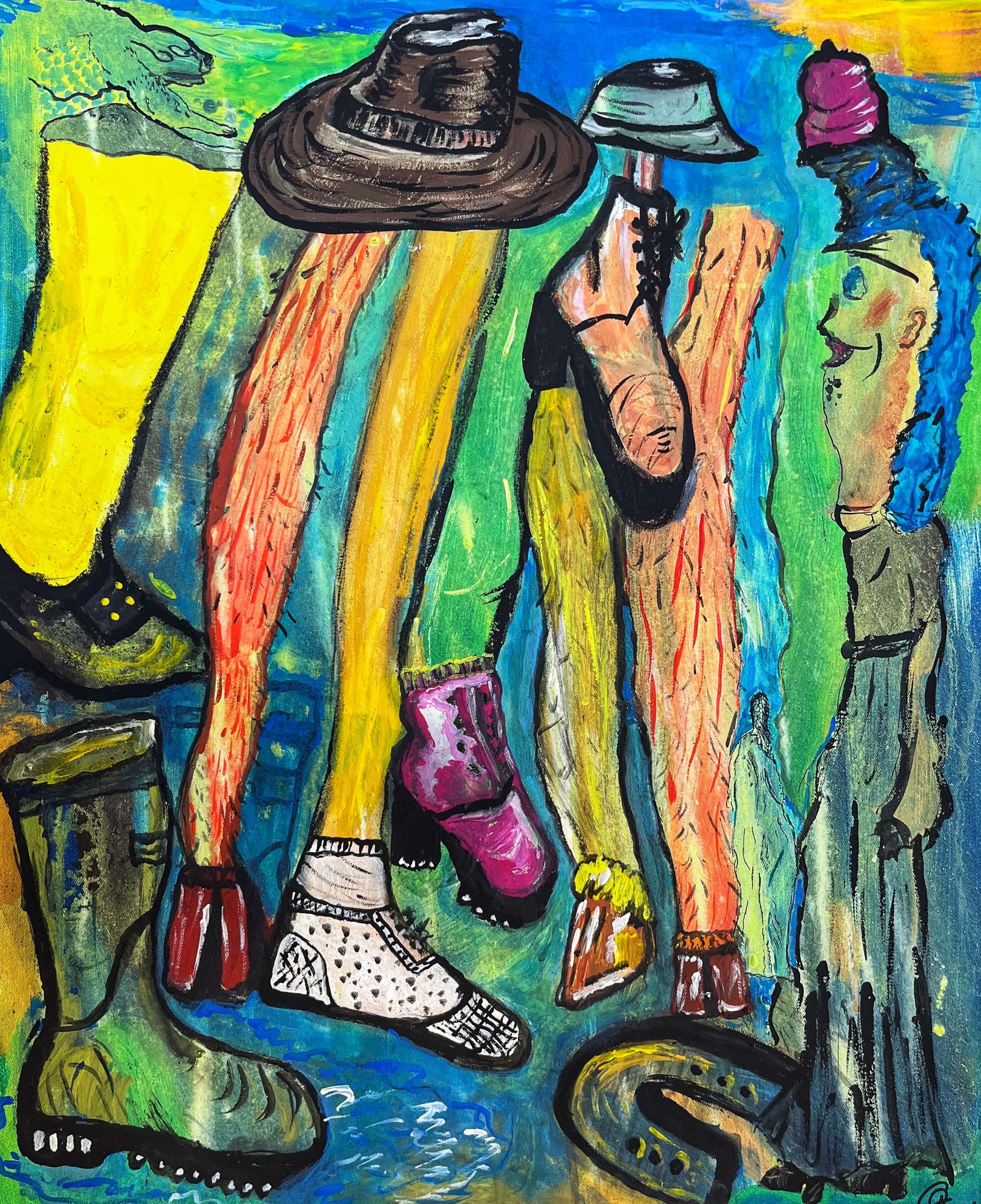 Die Abel, Walking in my shoes, 2021, 50 X 60 cm, Acrylfarbe auf Leinwand