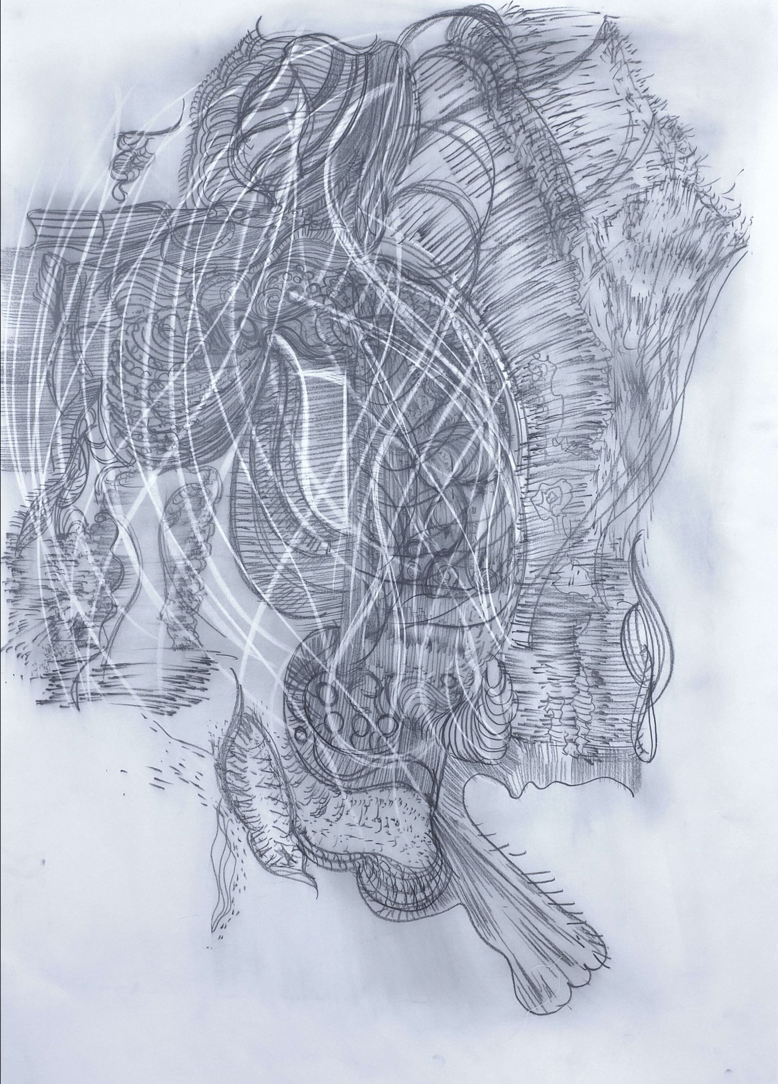 Haci Sami Yaman, Hang up the mask, 2018, 70 X 100 cm, Zeichnung auf Papier