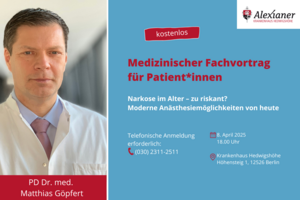 VHS-Veranstaltung: Narkose im Alter – zu riskant? Moderne Anästhesiemöglichkeiten von heute