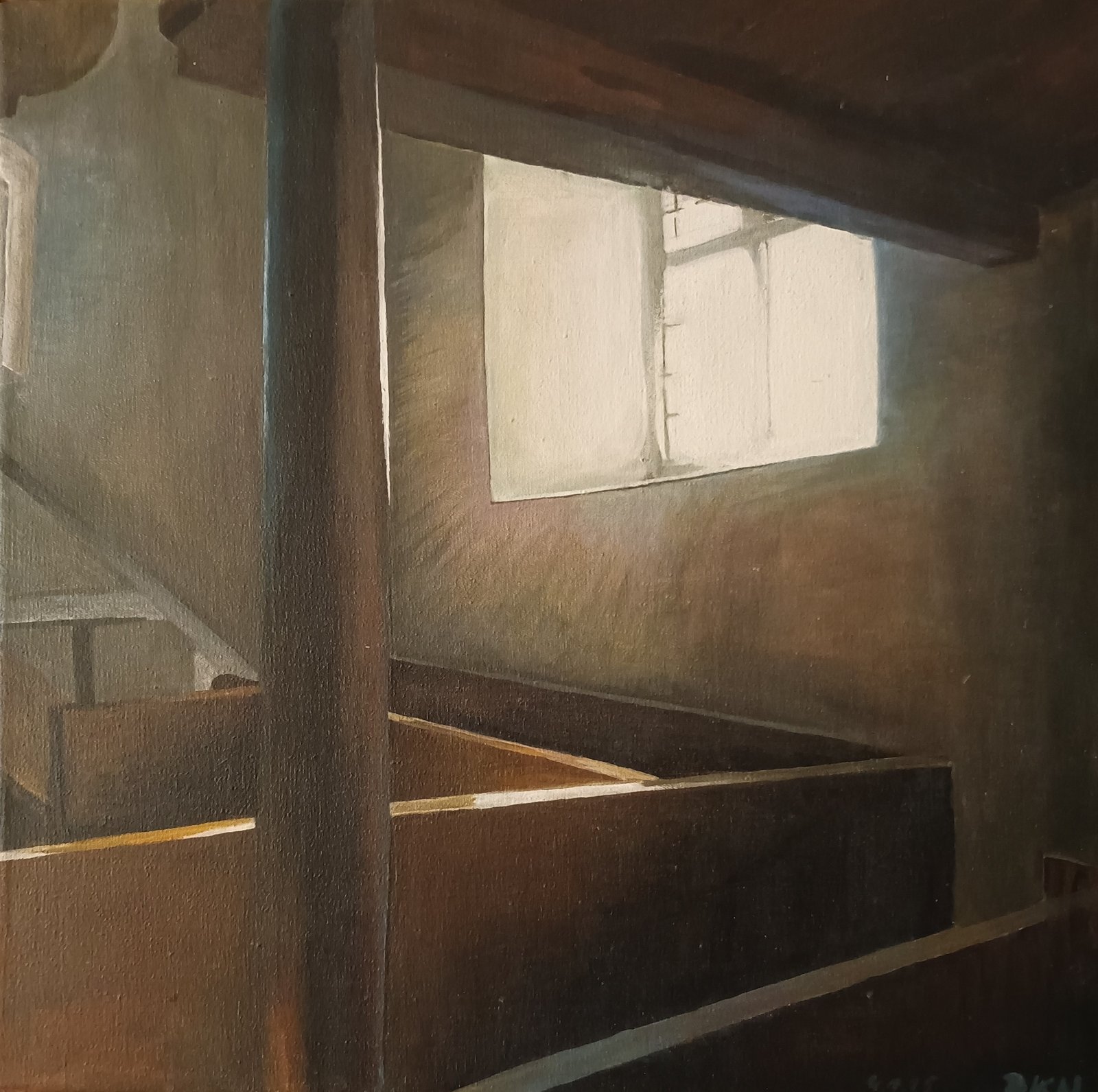 Reni-Auferstehung (Teil 3) -Kirchenfenster, 2025-Acryl auf Leinwand-50x40cm