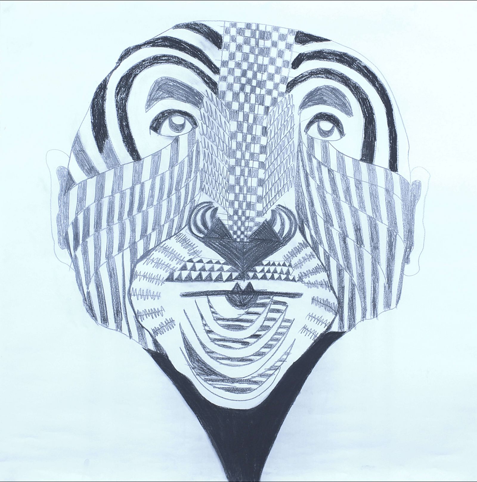 Juiane Krämer, Löwenkopf, 2021, Bleistift auf Papier, 100 X 100 cm