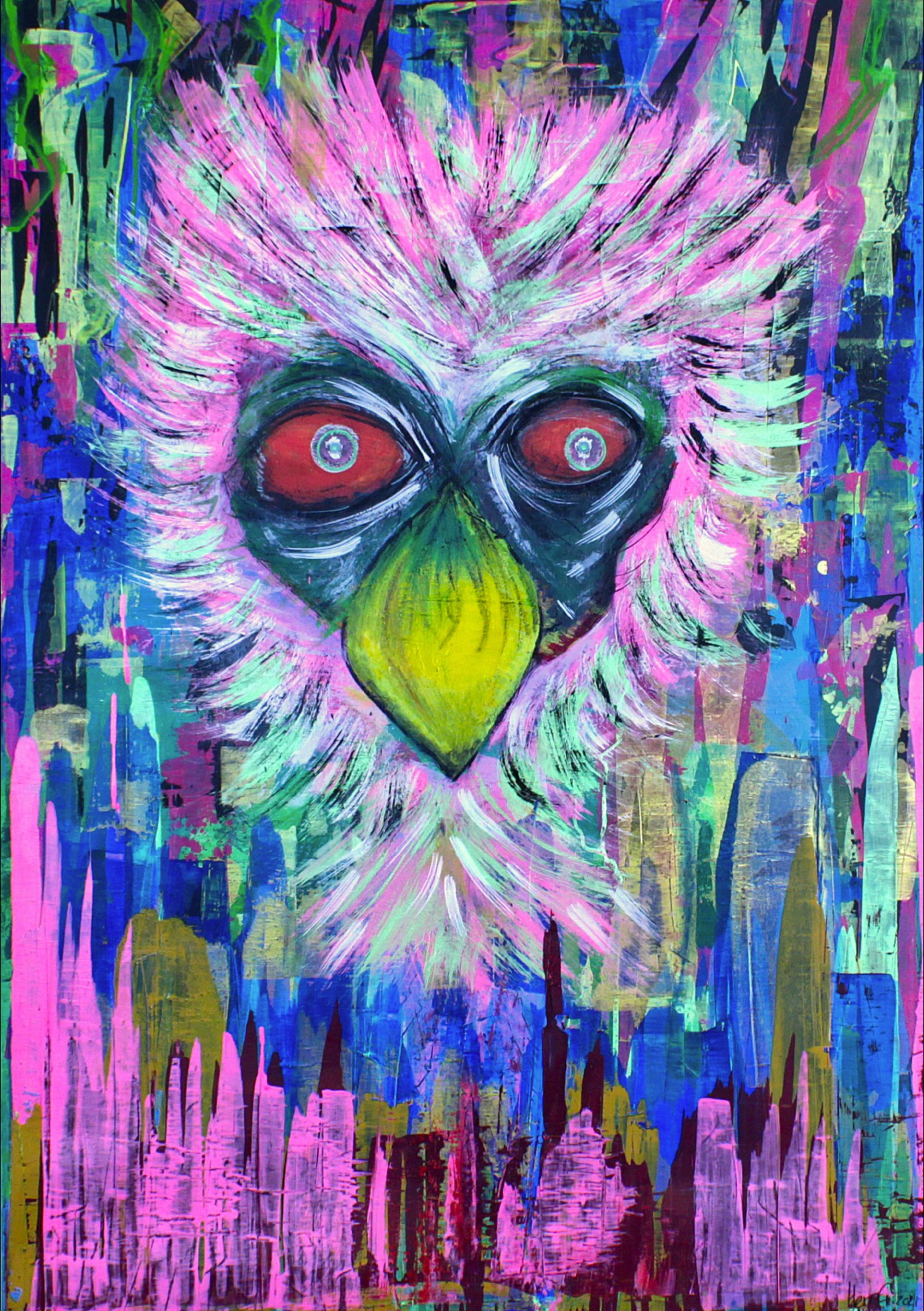 Herr E., Der Vogel, 2021, 60 X 80 cm, Acryl auf Leinwand