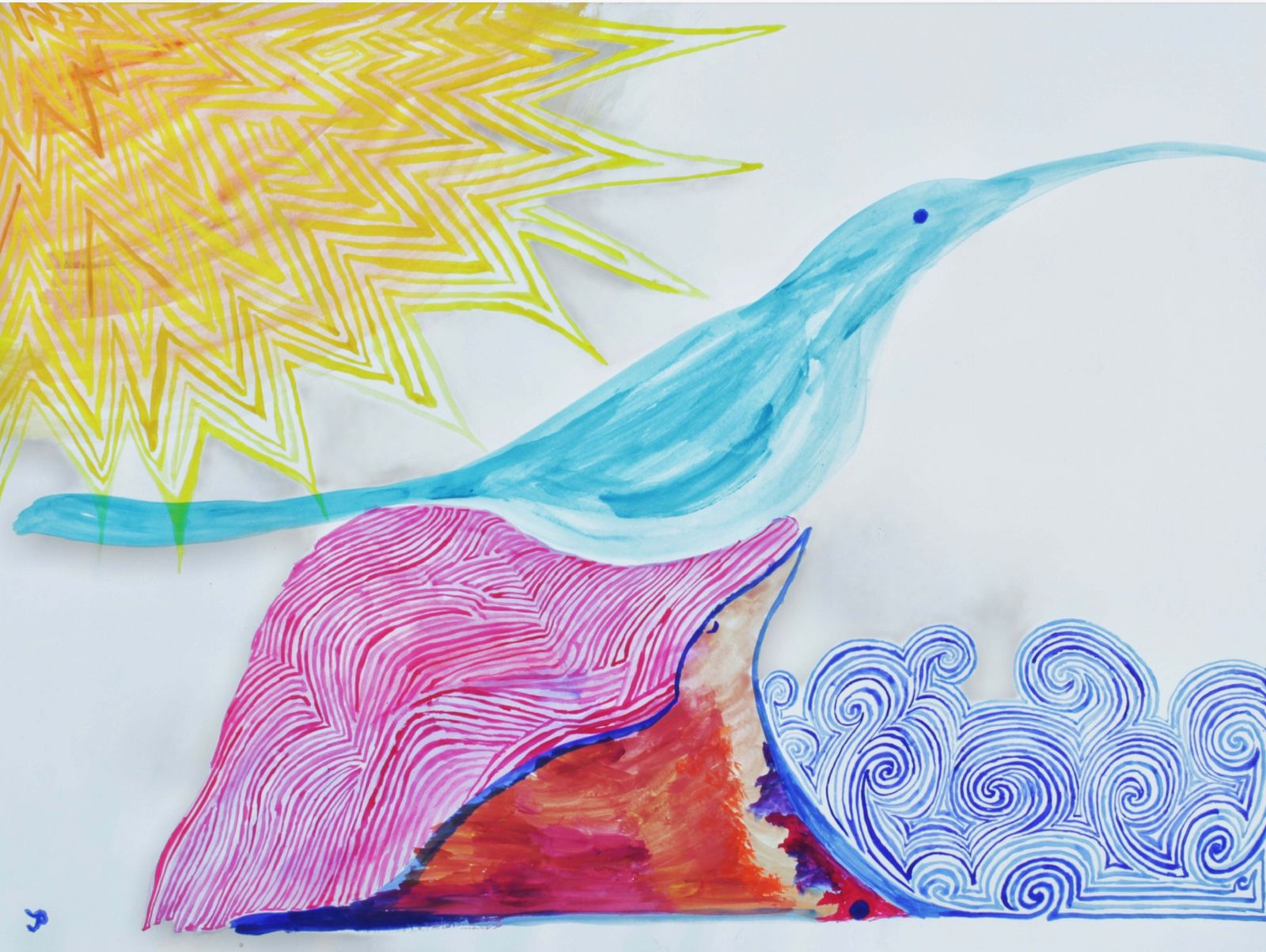 Ise Pal, Wintersonne, 2018, 50 X 68 cm, Wasserfarben auf Papier