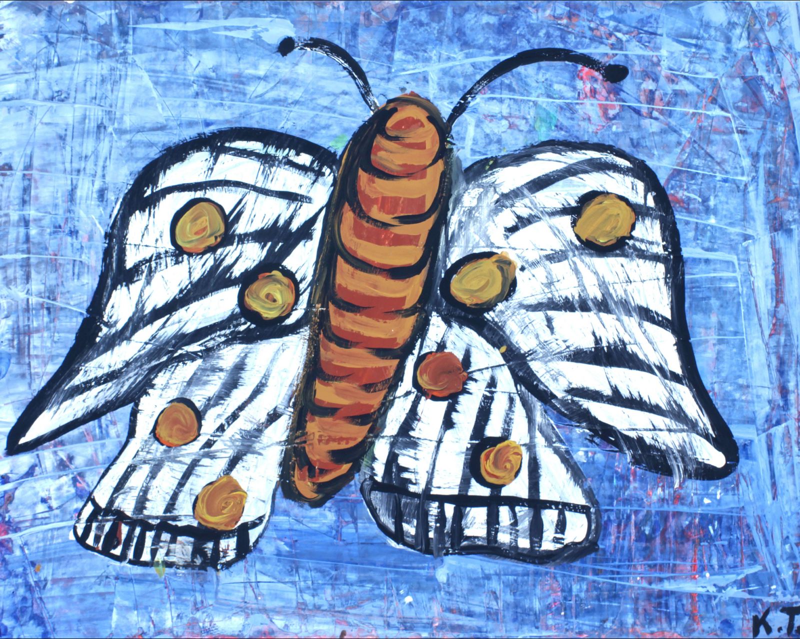 Klaudija Todorovic, Ein Schmetterling im Rausch der Farben, 2021, 64 X 50 cm, Acryl auf Papier