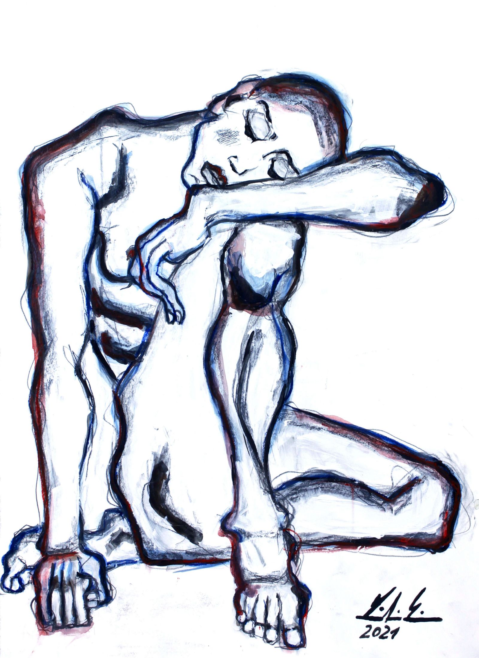 Adnil Marx, Ohne Titel, 2021, 50 X 70 cm, Pastellkreide und Acryl