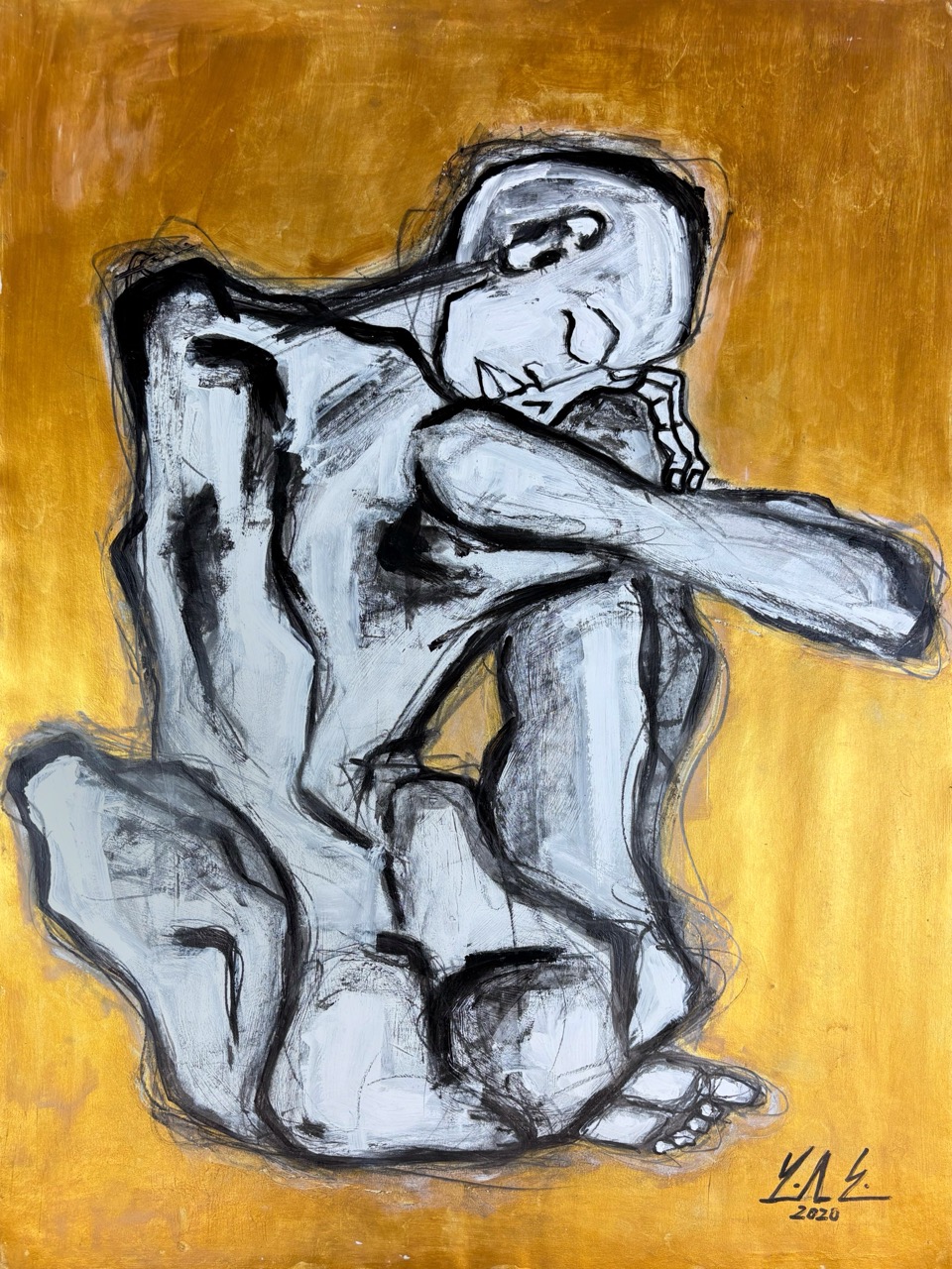 Adnil Marx-Preziosa (Wertvoll), 2020- Acryl und Pastell auf Papier- 70x50cm