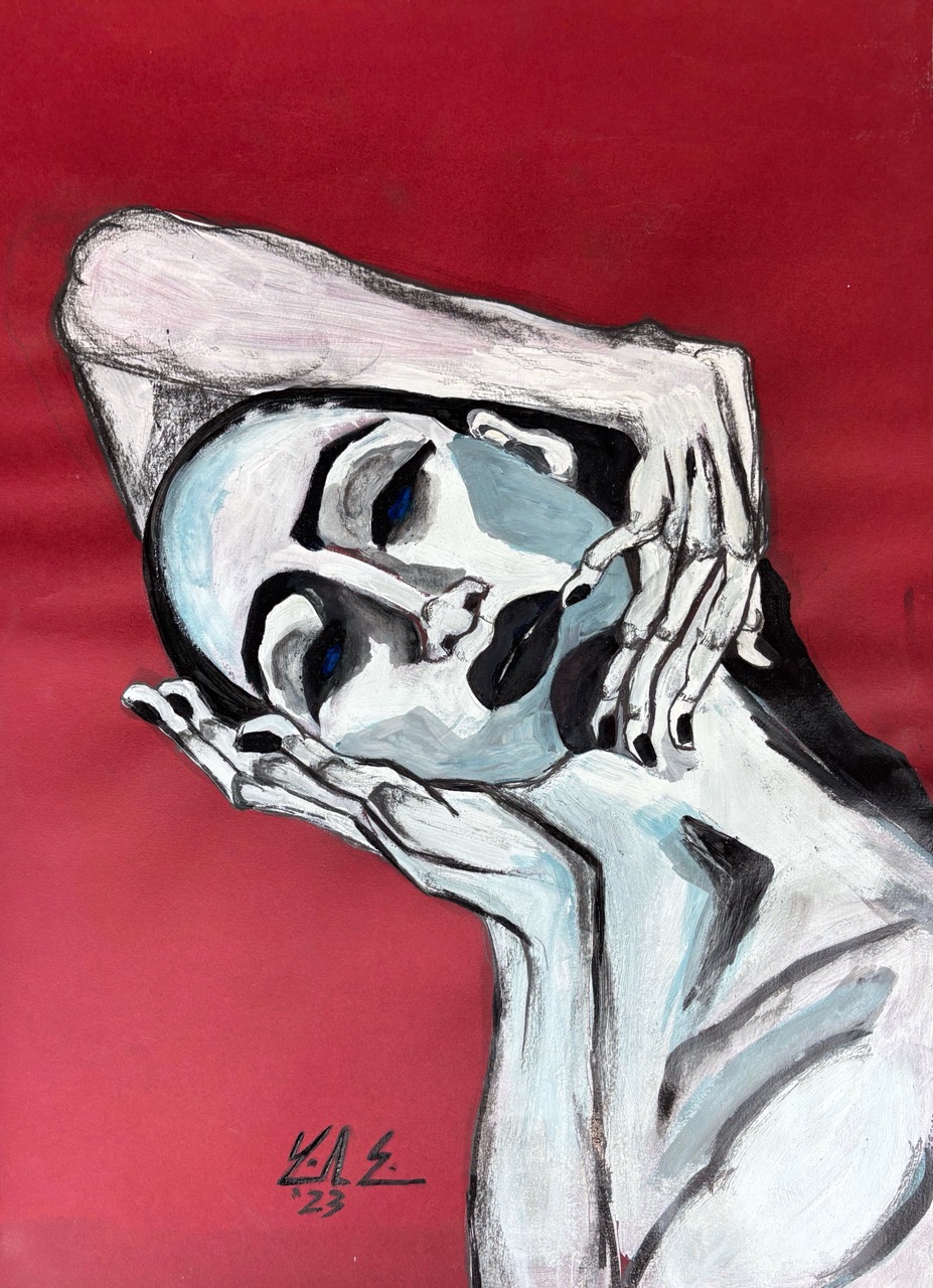 Adnil Marx-Portrait, 2023-Acryl auf Papier- 70x50cm