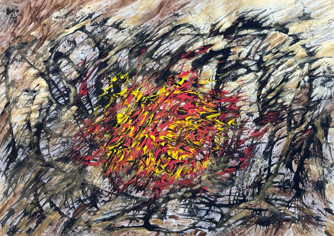 Angela Lehmann-Feuer, 2024-Acrylfarbe auf Papier-70 x 50 cm