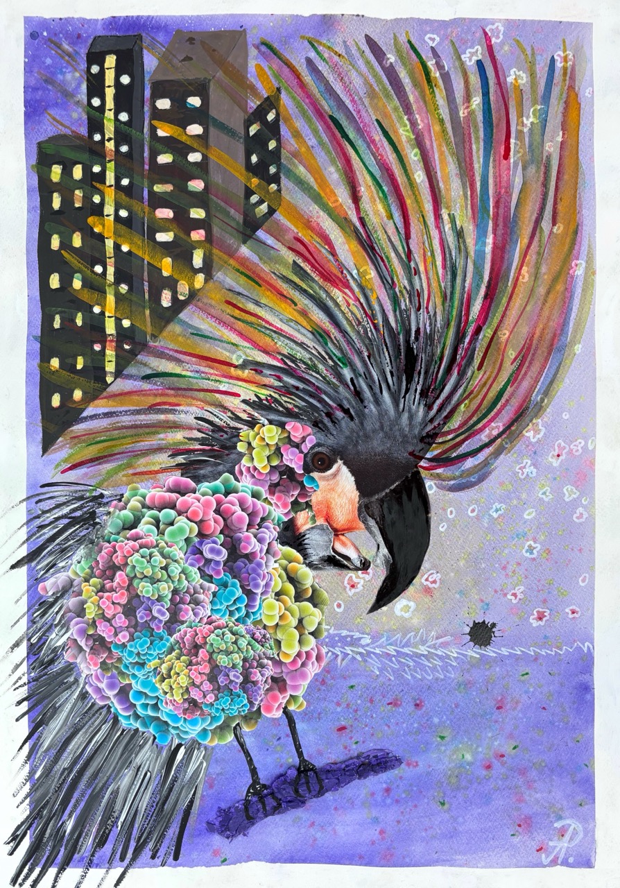 Anna Papá-Urbane Gestalt, 2025-Aquarell und Collage auf Papier-41,5x59 cm