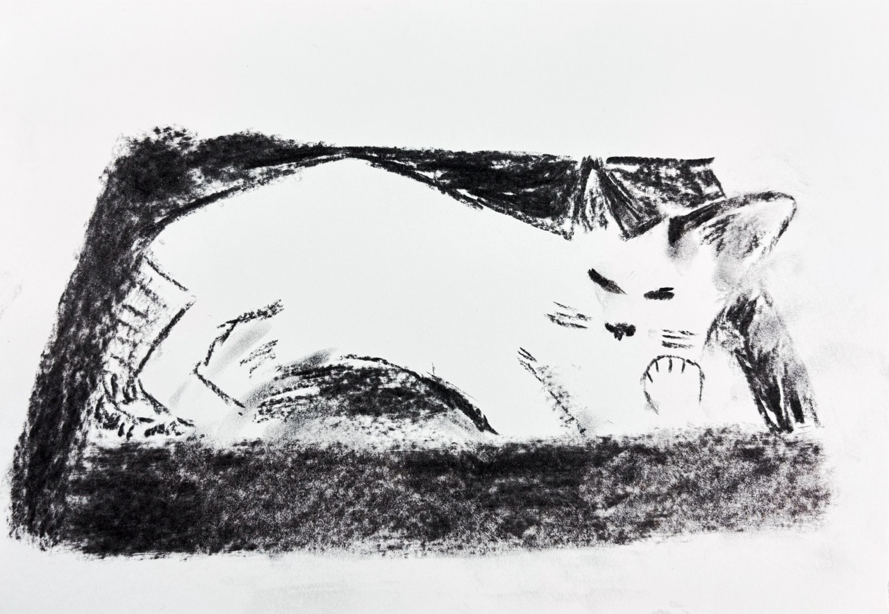 Ashoka Schönig-Devi, 2023-Kohlezeichnung auf Papier, 29,5 x 20,5 cm