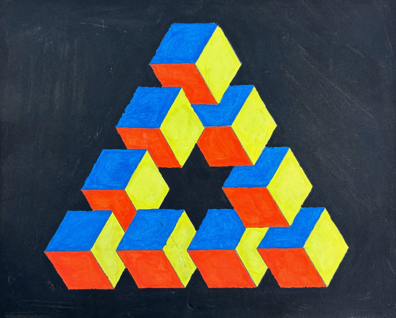 Ashoka Schönig-Penrose Dreieck, 2024-Gouache auf Papier, 25,5 x 20,5 cm