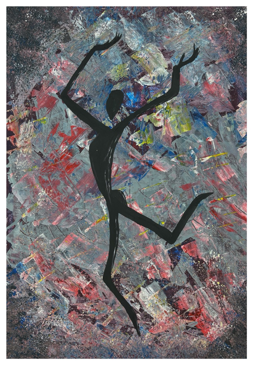 Caris B.-DIE TÄNZERIN, 2025 -Acryl auf Papier-42 x 59 cm 