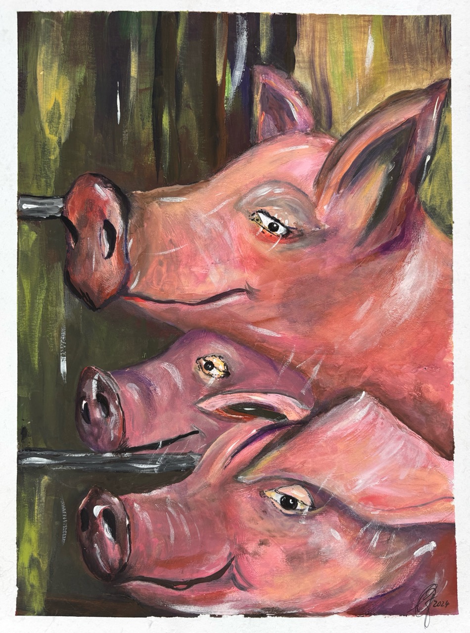 Die Abel-Schwein gehabt,2024-Acryl auf Papier-30 x 40cm