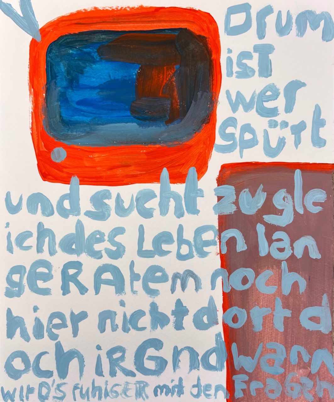 Ela Kleber – TV Glow, 2025 – Papier, Gouache – 24x30 cm