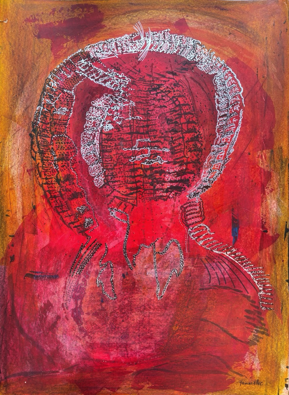 Haci Sami Yaman – Männliche Form der Anna Hita Pur, 2018 – Wachs, Acryl auf Papier– 100x70 cm