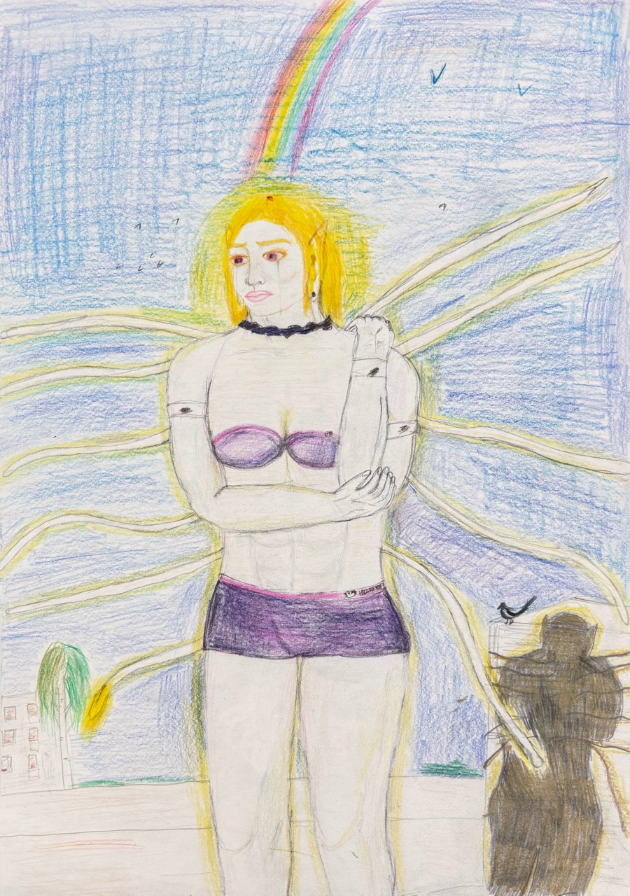 Julia Davidoff – Wiljamina 1, 2025 – Buntstift auf Papier – 30 × 42 cm