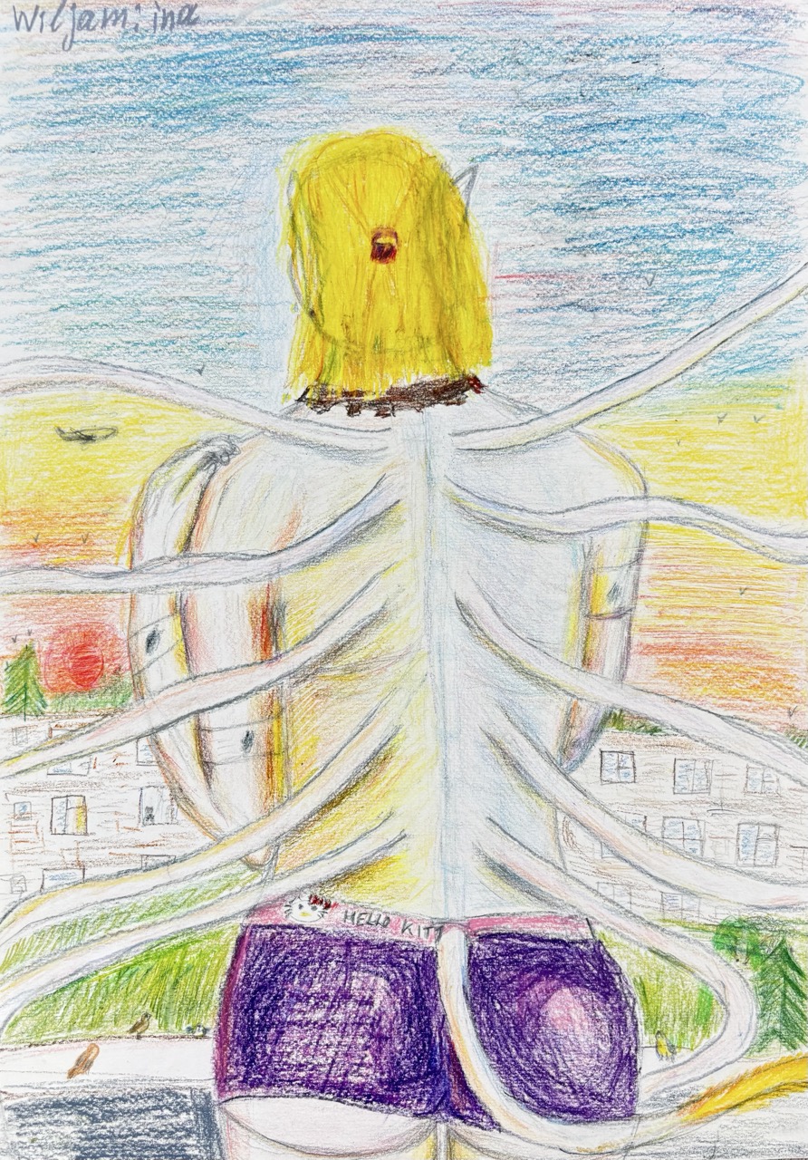 Julia Davidoff – Wiljamina 2, 2025 – Buntstift auf Papier – 30 × 42 cm