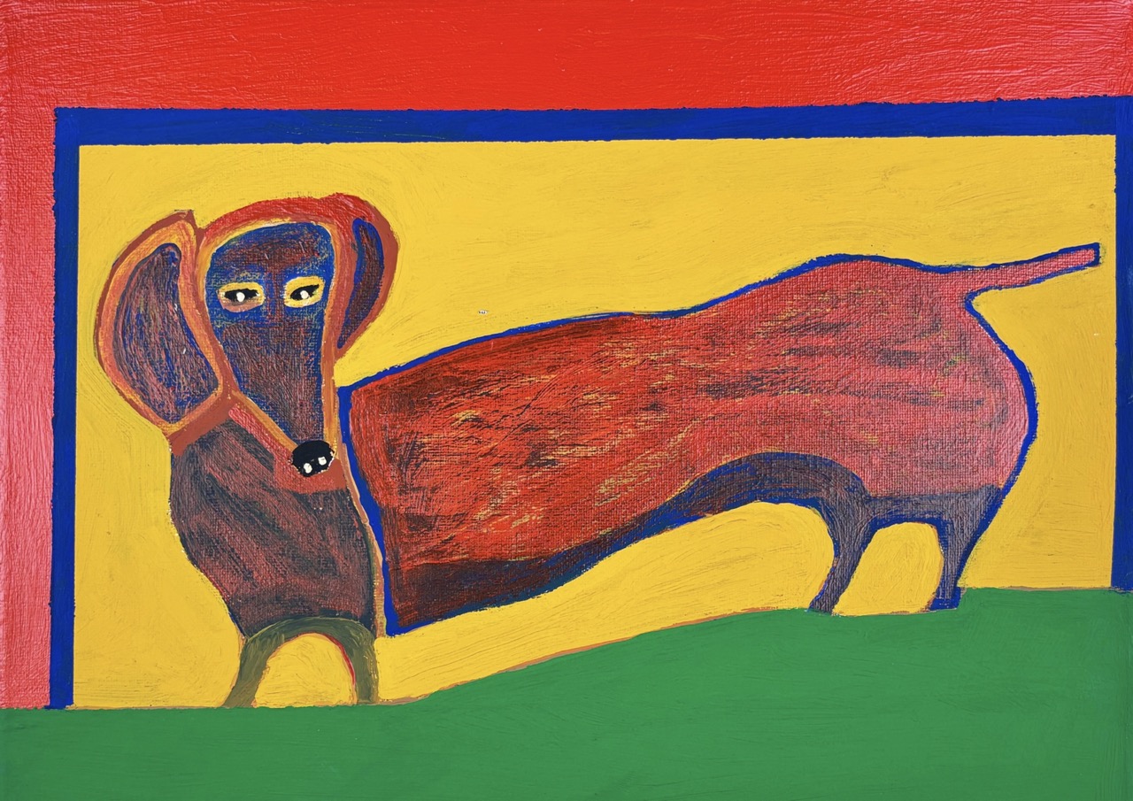 Martin Hell – Dackel, 2024 – Acryl auf Leinwand – 40 × 30 cm