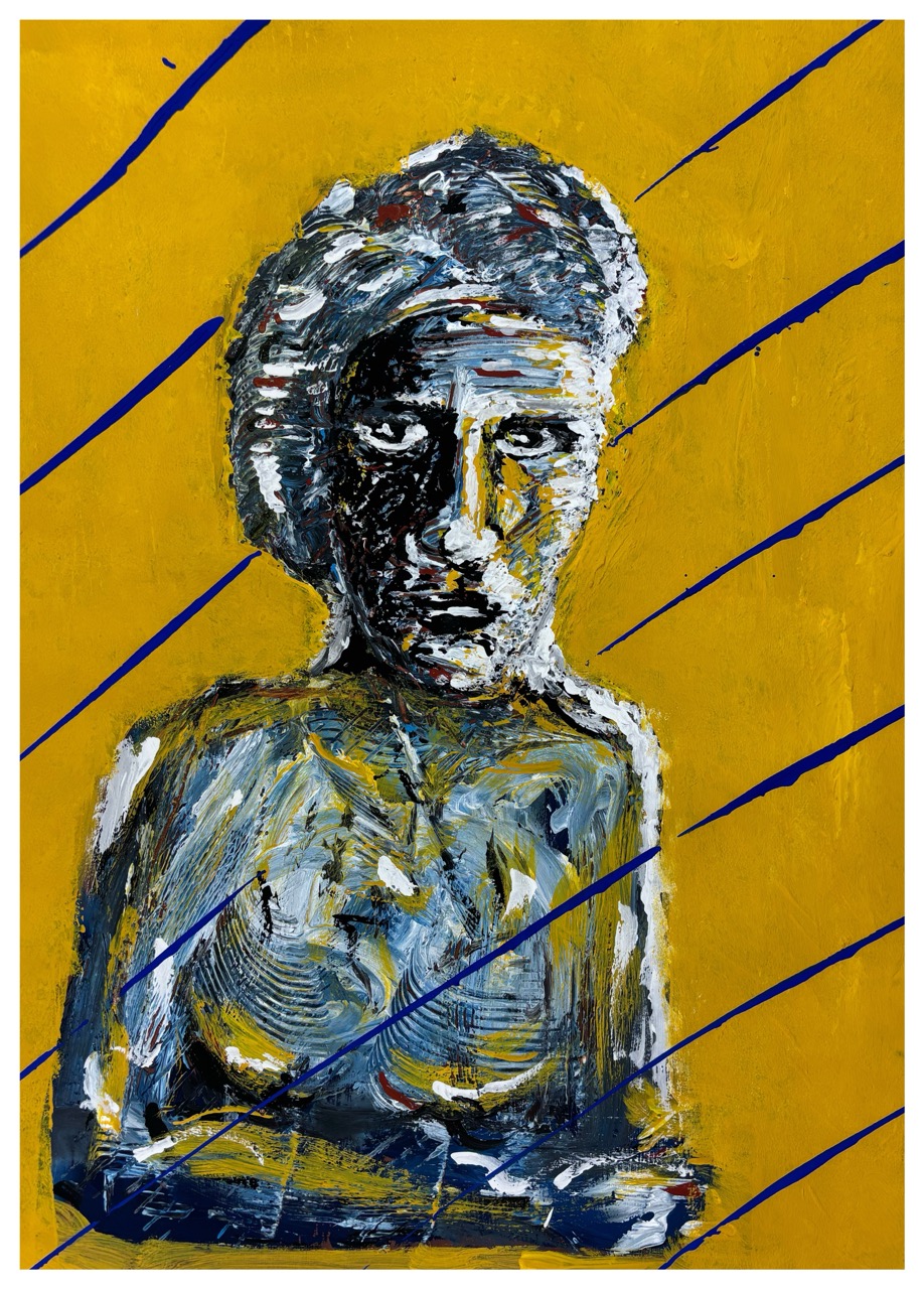 N. B.-As, 2025, 70 x 50 cm-Acrylfarbe auf Papier 