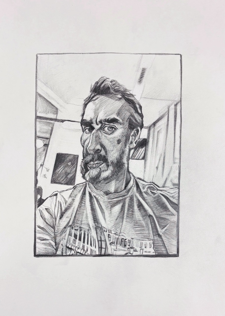 Nolan Aris-Selbstporträt 1, 2025-Bleistift auf Papier-29,7x21cm