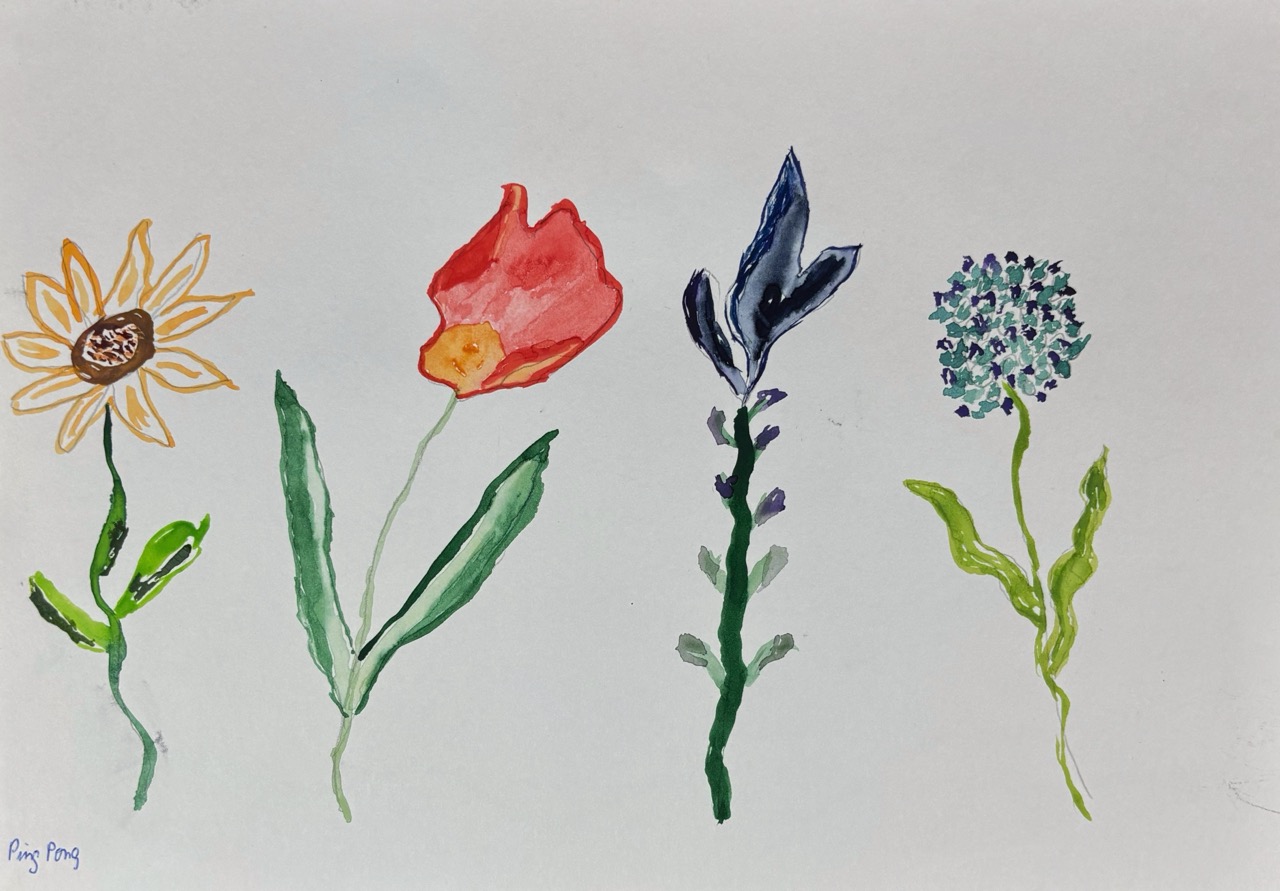 Ping Pong - Bienenglück, 2024 Aquarell auf Papier 21 x 29,7 cm