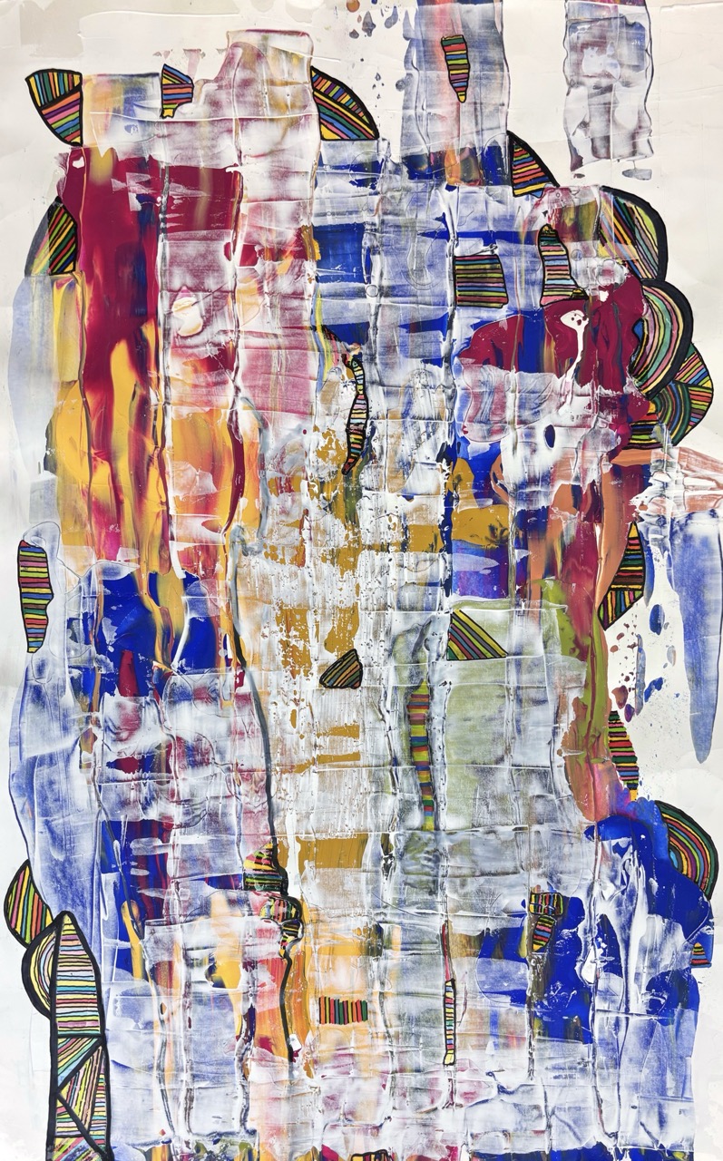 Ohne Titel, 2023 Acryl und Filzstifte auf Papier  50 x 70 cm