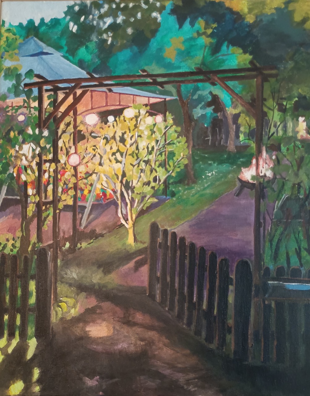 Reni-Auferstehung (Teil 2) -Es brennt, 2024-Acryl auf Leinwand-50x40 cm