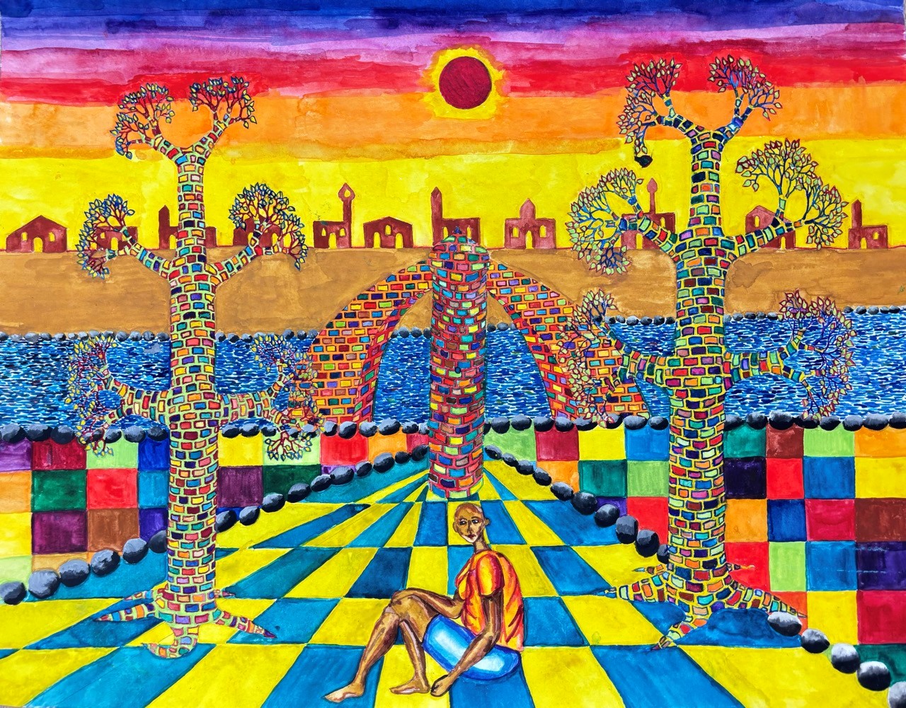 Sonja Halbfass - Anfang des Paradieses, 2025  Aquarell auf Papier 50 x 64 cm